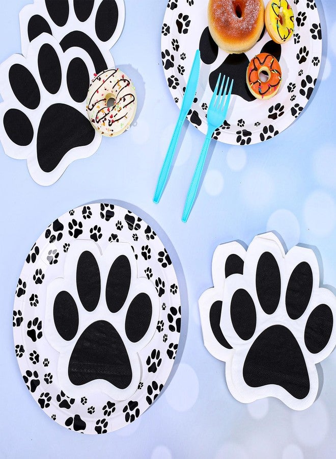 Whaline 100Pcs Dog Paw Paper Napkins 6.5 Inch Pet Paw Print Napkins White Black Cute Paw Luncheon Napkin Disposable Dessert Dinner Napkin for Pet Lover Theme Party Supplies - Image 4